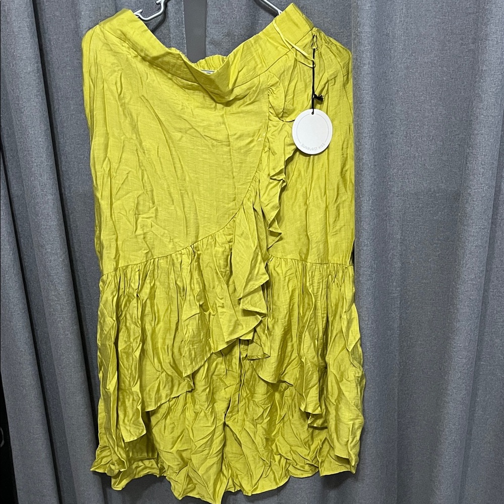 Lime Asymmetrical Ruffled Skirt